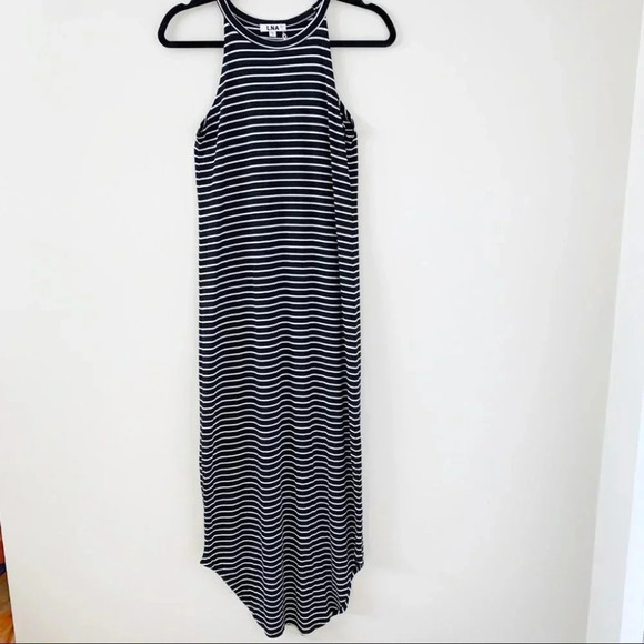 Revolve LNA Leigh Maxi Dress stripes Long Sleeveless Curved hem Scoop neck Small - Picture 5 of 15